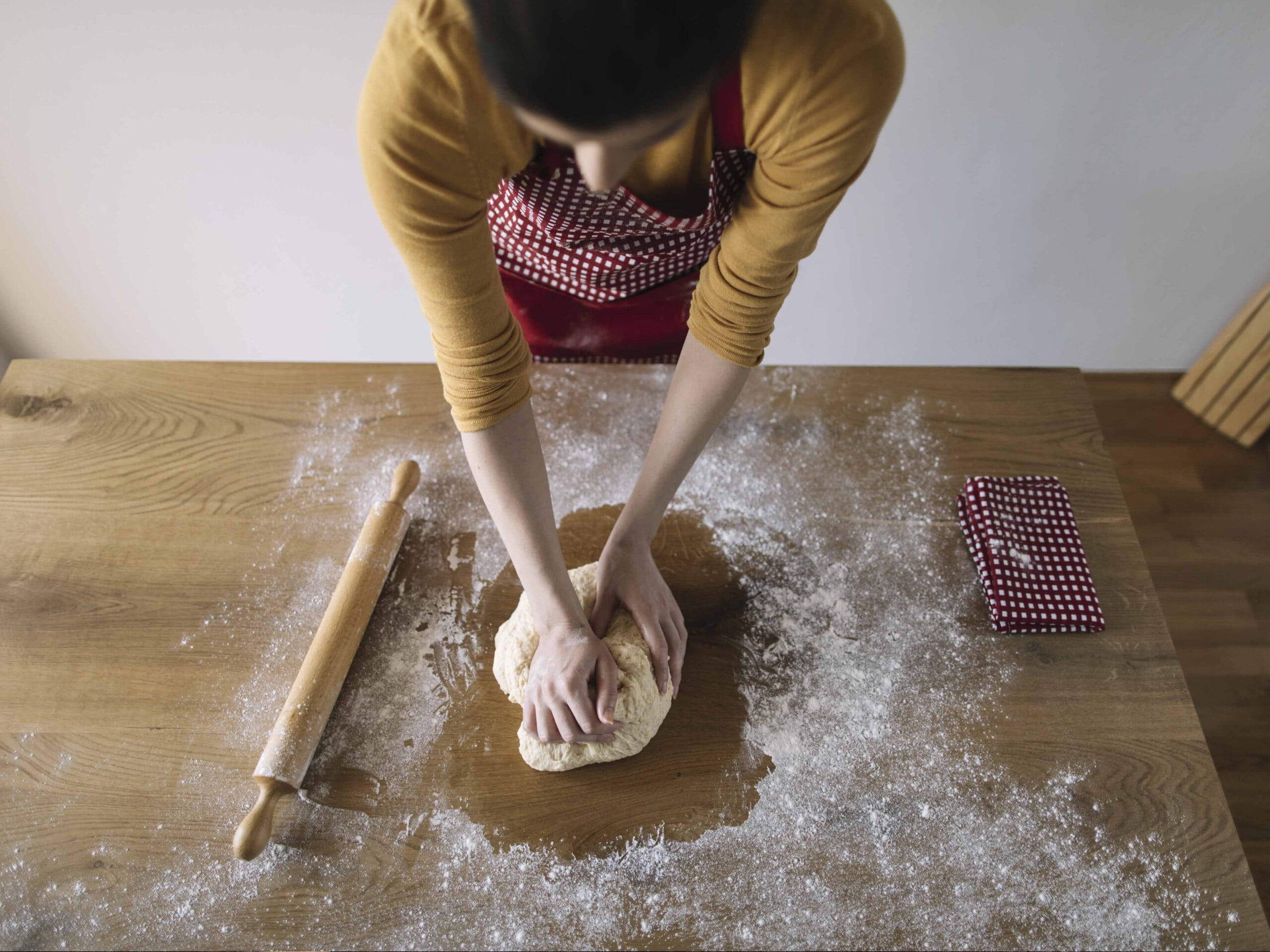 bread in a pot knead into a dough