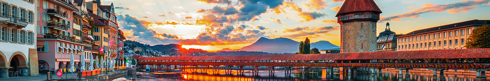 Lucerne bridge at sunset