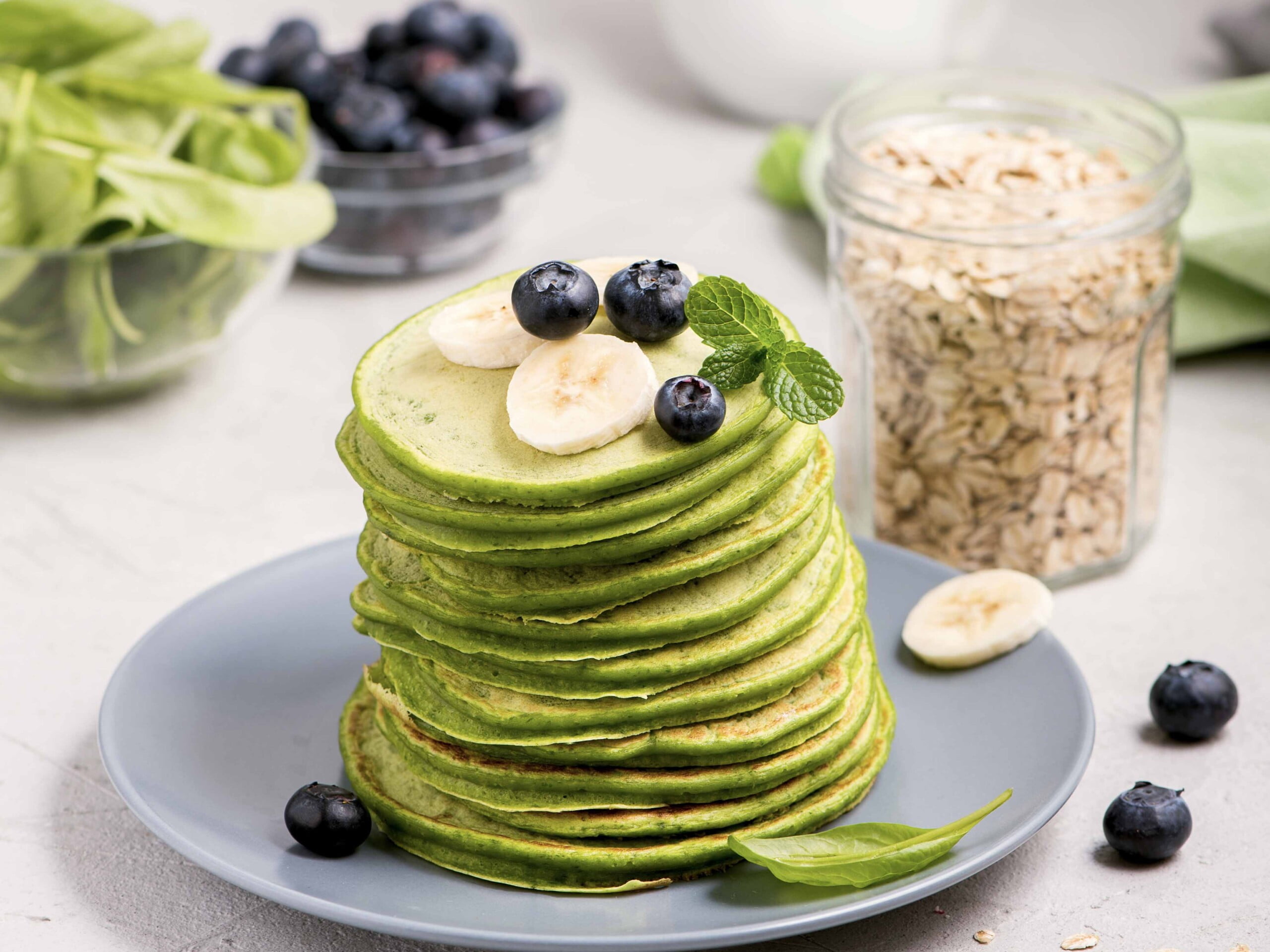 Green healthy spinach pancakes