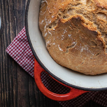 bread in a pot with fvr knife